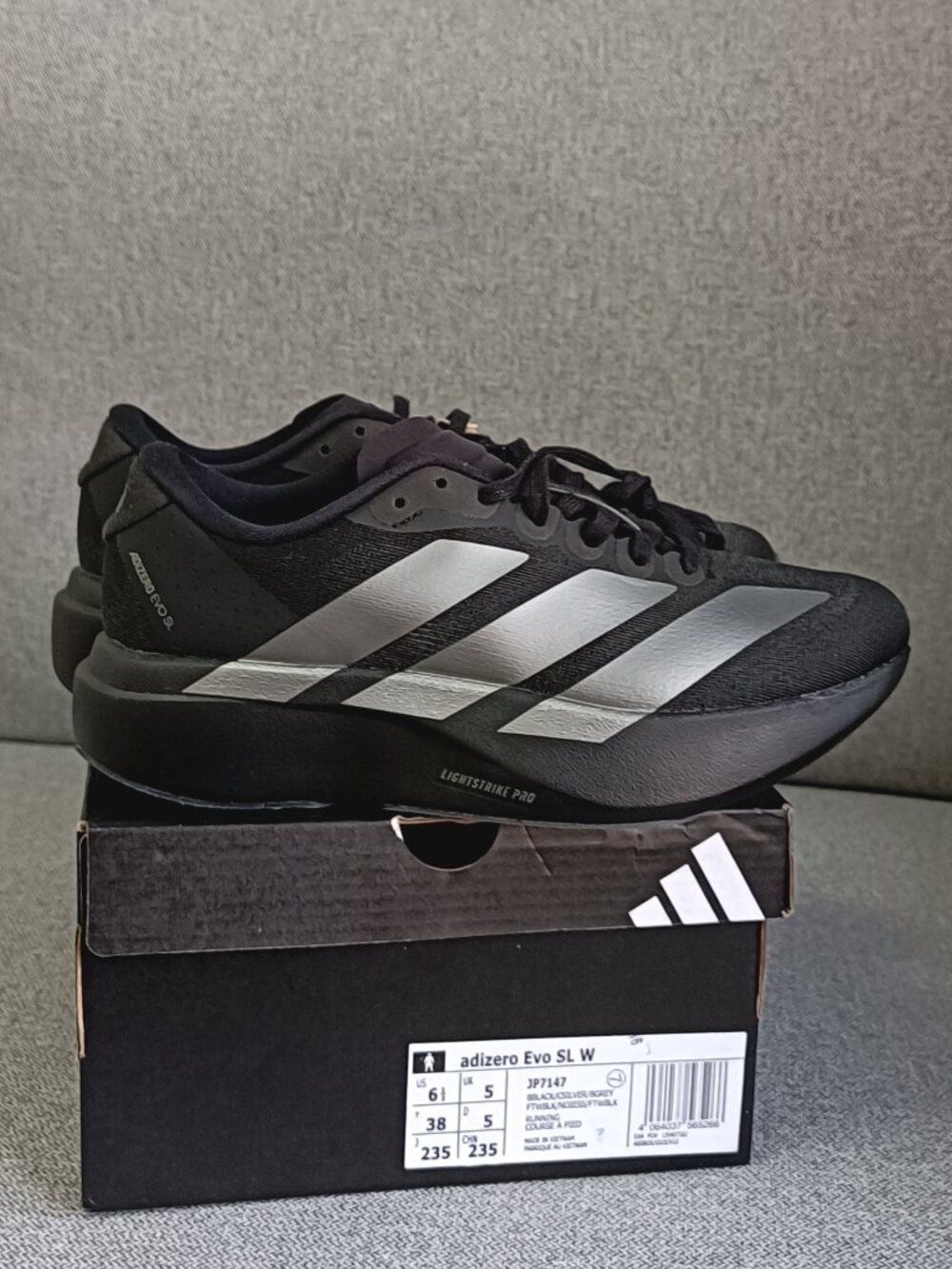 Adidas Women's Adizero EVO SL Shoes - NEW - Core Black / Iron Metallic - JR4888